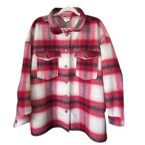 D.i.P Heavyweight Men's Red and White Button-Up Shirt Size 3X with Pockets.